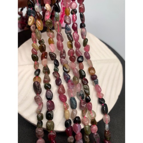 Каменные бусины, Турмалин, фриформы, размер 4х6 мм, длина нити 38 см