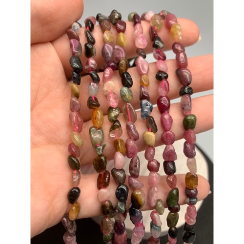 Каменные бусины, Турмалин, фриформы, размер 4х6 мм, длина нити 38 см