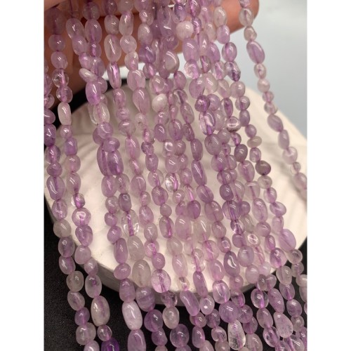 Каменные бусины, Аметист, лавандовый, фриформы, 6х4 мм, длина нити 38 см