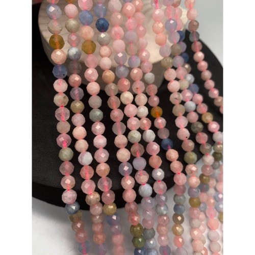 Каменные бусины, Берилловый Микс, люкс, шарик огранка, 6 мм, длина нити 38 см