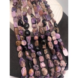 Каменные бусины, Чароит, фриформы, 9х7 мм, длина нити 38 см