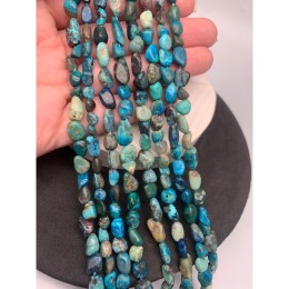 Каменные бусины, Хризоколла, фриформы, 8х6 мм, длина нити 38 см