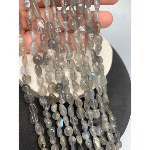 Каменные бусины, Лабрадор, фриформы, 6х8 мм, длина нити 38 см