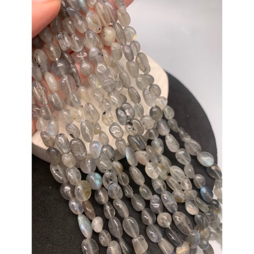 Каменные бусины, Лабрадор, фриформы, 6х8 мм, длина нити 38 см