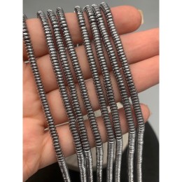 Каменные бусины, Гематит синтетический, серебро, диск, размер 4х1,5 мм, нить 38 см