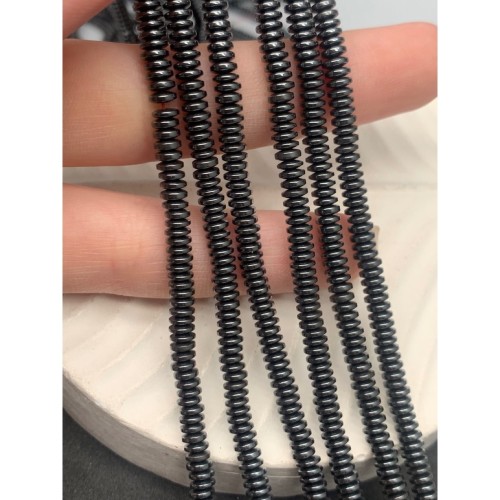 Каменные бусины, Гематит синтетический, темное серебро, диск, размер 4х1,5 мм, нить 38 см