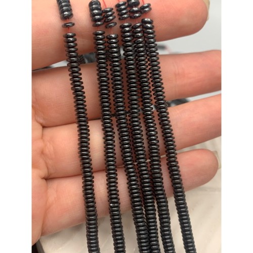 Каменные бусины, Гематит синтетический, темное серебро, диск, размер 4х1,5 мм, нить 38 см