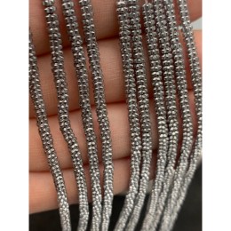 Каменные бусины, Гематит синтетический, цветок, цвет серебро, размер 3х1,5 мм, нить 38 см