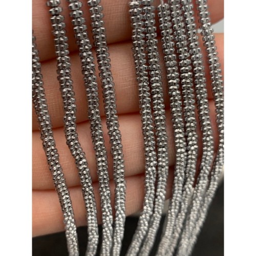 Каменные бусины, Гематит синтетический, цветок, цвет серебро, размер 3х1,5 мм, нить 38 см