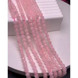 Каменные бусины, Розовый кварц, шарик огранка, 6 мм, длина нити 38 см