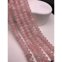 Каменные бусины, Розовый кварц, бублик, размер 8х5 мм, длина нити 38 см