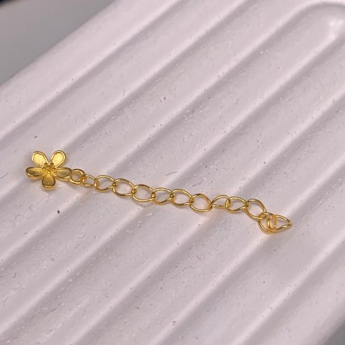 Цепочка, Удлинитель, с декоративной подвеской цветок пятилистник, 6 мм, модель SS 925 , с позолотой, длина 3 см