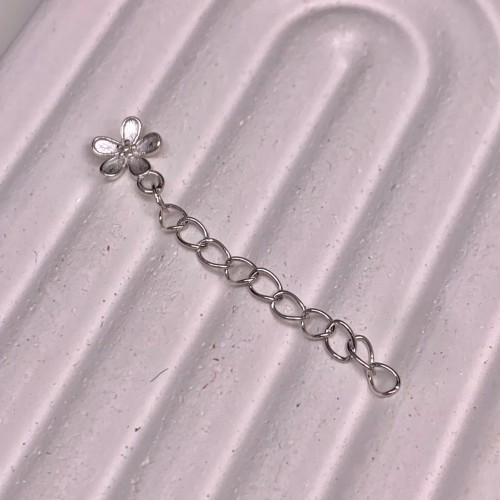 Цепочка, Удлинитель, с декоративной подвеской цветок пятилистник, 6 мм, модель SS 925 , длина 3 см
