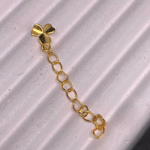 Цепочка, Удлинитель, с декоративной подвеской цветок трилистник, 6 мм, модель SS 925 , с позолотой, длина 3 см