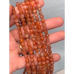 Каменные бусины, Солнечный камень, шарик огранка, 6 мм, длина нити 38 см