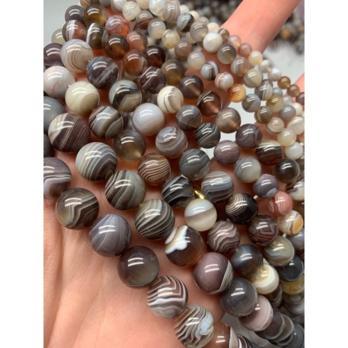 Каменные бусины, Агат Ботсвана, шарик гладкий, 6 мм, длина нити 38 см