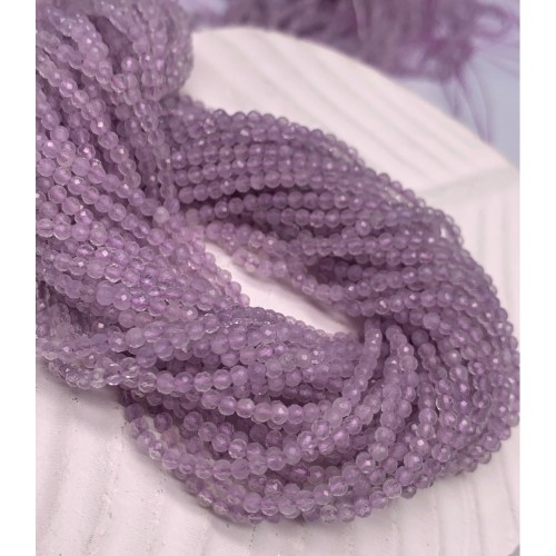 Каменные бусины, Аметист, лавандовый, шарик огранка, 2 мм, длина нити 38 см