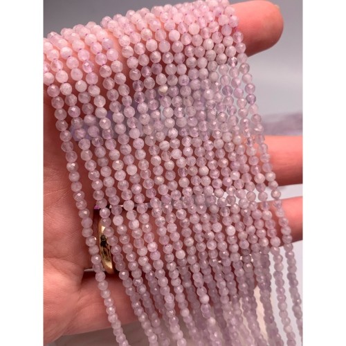 Каменные бусины, Аметист, лавандовый, шарик огранка, 3 мм, длина нити 38 см