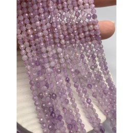 Каменные бусины, Аметист, лавандовый, шарик огранка, 4 мм, длина нити 38 см