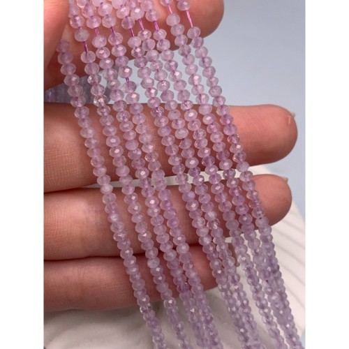 Каменные бусины, Аметист, лавандовый, рондель огранка 2х3 мм, длина нити 38 см