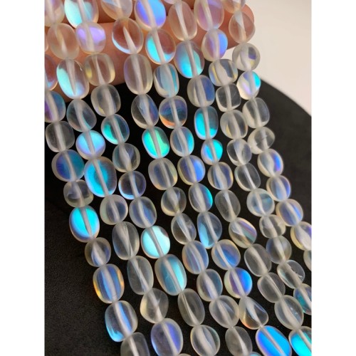 Каменные бусины, Опалит, имитация, светлый, фриформы,11х7 мм, длина нити 38 см