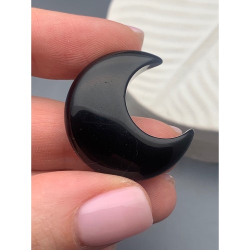 Сувенир, Агат черный, оникс, луна (месяц), размер 30 мм, цена за 1 шт.