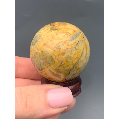 Сувенир, Агат кружевной, (Crazy Agate), шар гладкий, размер 40 мм, цена за 1 шт.