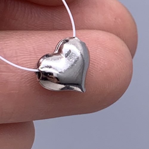 Бусина, сердце, разделитель, модель SS 925, покрытие родий, размер 9х8 мм, цена за 1 шт.