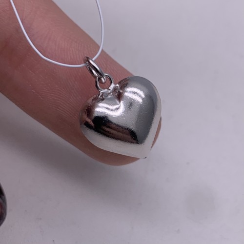 Подвеска, Сердце объемное,  серебро 925 пробы, покрытие родий, размер 13 мм, цена за 1 шт.