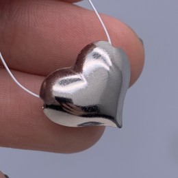 Бусина, сердце, разделитель, модель SS 925, покрытие родий, размер 15 мм, цена за 1 шт.