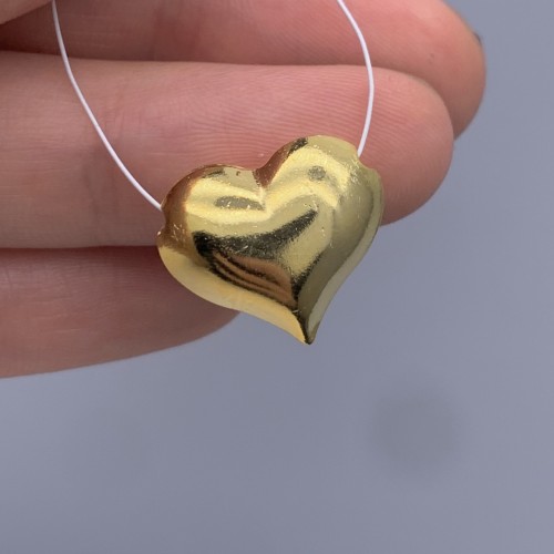 Бусина, сердце, разделитель, модель 925, покрытие родий с позолотой, размер 15 мм