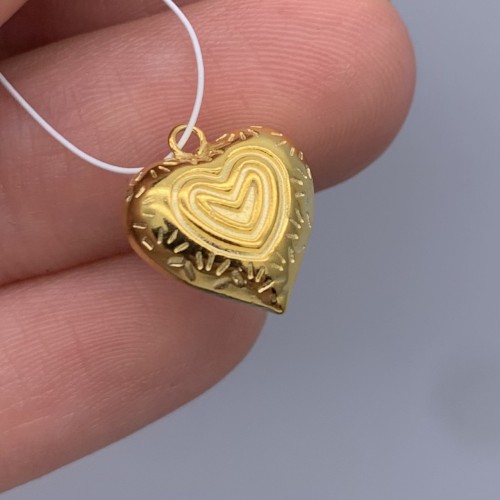 Подвеска, Сердце объемное,  серебро 925 пробы, покрытие родий с позолотой, размер 12 мм, цена за 1 шт.