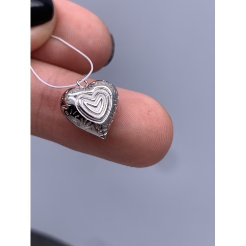 Подвеска, Сердце объемное,  серебро 925 пробы, покрытие родий, размер 12 мм, цена за 1 шт.