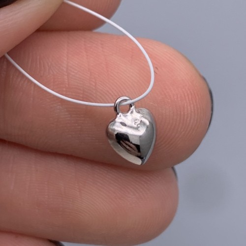 Подвеска, Сердце объемное,  серебро 925 пробы, покрытие родий, размер 6 мм, цена за 1 шт.