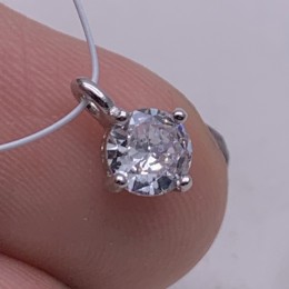 Подвеска, вставка цирконий,  модель 925, покрытие родий, размер 6 мм, цена за 1 шт.