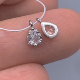 Подвеска, вставка цирконий,  модель 925, покрытие родий, размер 5х4 мм, цена за 1 шт.