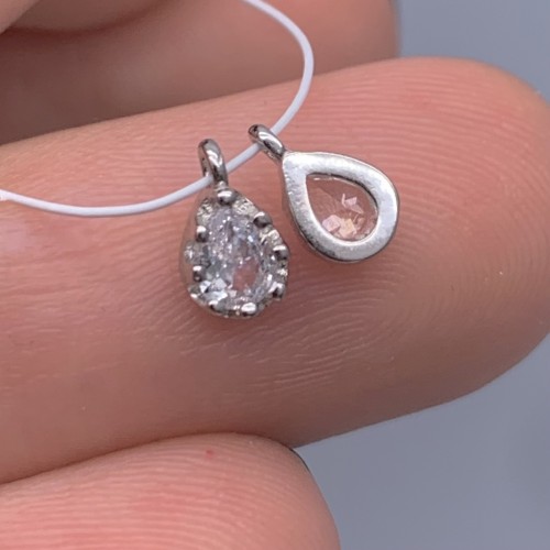 Подвеска, вставка цирконий,  модель 925, покрытие родий, размер 5х4 мм, цена за 1 шт.