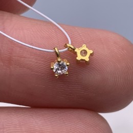 Подвеска, вставка цирконий,  модель 925, покрытие родий с позолотой, размер 3,5 мм, цена за 1 шт.