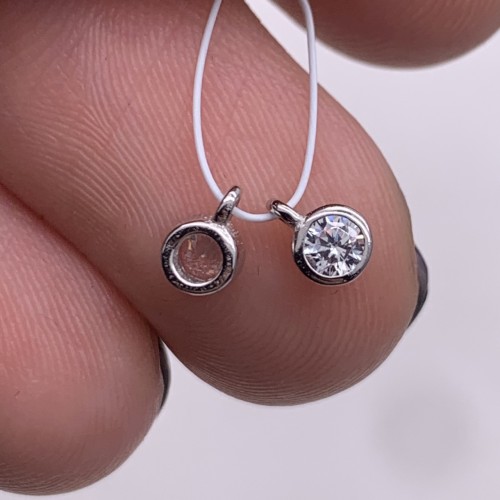 Подвеска, вставка цирконий,  модель 925, покрытие родий, размер 4 мм, цена за 1 шт.