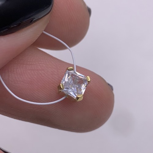 Бусина, разделитель, вставка цирконий,  модель 925, покрытие родий с позолотой, размер 5,5 мм, цена за 1 шт.