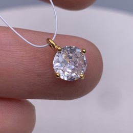 Подвеска, вставка цирконий,  модель 925, покрытие родий с позолотой, размер 8 мм, цена за 1 шт.