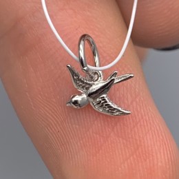 Подвеска, Ласточка, модель 925, покрытие родий, размер 8х6 мм, цена за 1 шт.