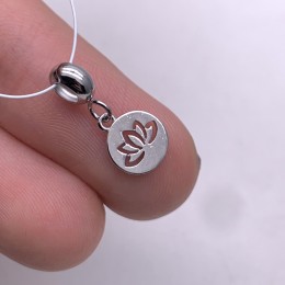 Подвеска, бейл, "Цветок лотоса", модель 925, покрытие родий, бейл 5,7 мм, подвеска 7,5 мм, цена за 1 шт.