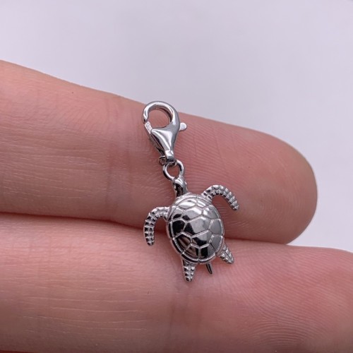 Подвеска, Черепаха, модель 925, покрытие родий, размер 15х12 мм, цена за 1 шт.