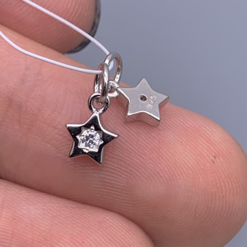 Подвеска "Звезда",с кристаллом, модель 925, покрытие родий, размер 5,5 мм, цена за 1 шт.