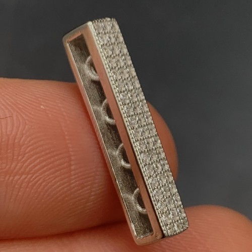 Разделитель, на многорядное украшение, вставка цирконий, модель SS 925, покрытие родий, размер 22х4 мм, цена за 1 шт.