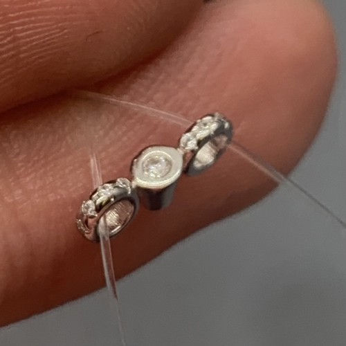 Разделитель, на многорядное украшение, вставка цирконий, модель SS 925, покрытие родий, размер 10х3,5 мм, цена за 1 шт.