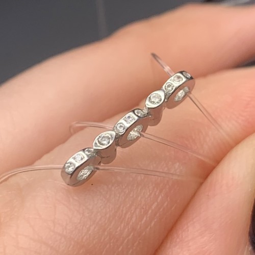 Разделитель, на многорядное украшение, вставка цирконии, модель SS 925, покрытие родий, размер 16х3,5 мм, цена за 1 шт.