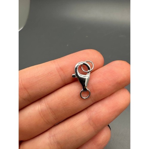 Карабин, замочек, лобстер, родированное серебро 925 пробы, 16 мм, цена за шт