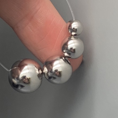 Бусина гладкая, разделитель, модель SS 925, покрытие родий, шарик 8 мм, цена за 1 шт